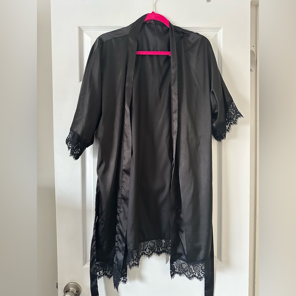 Black silky robe
